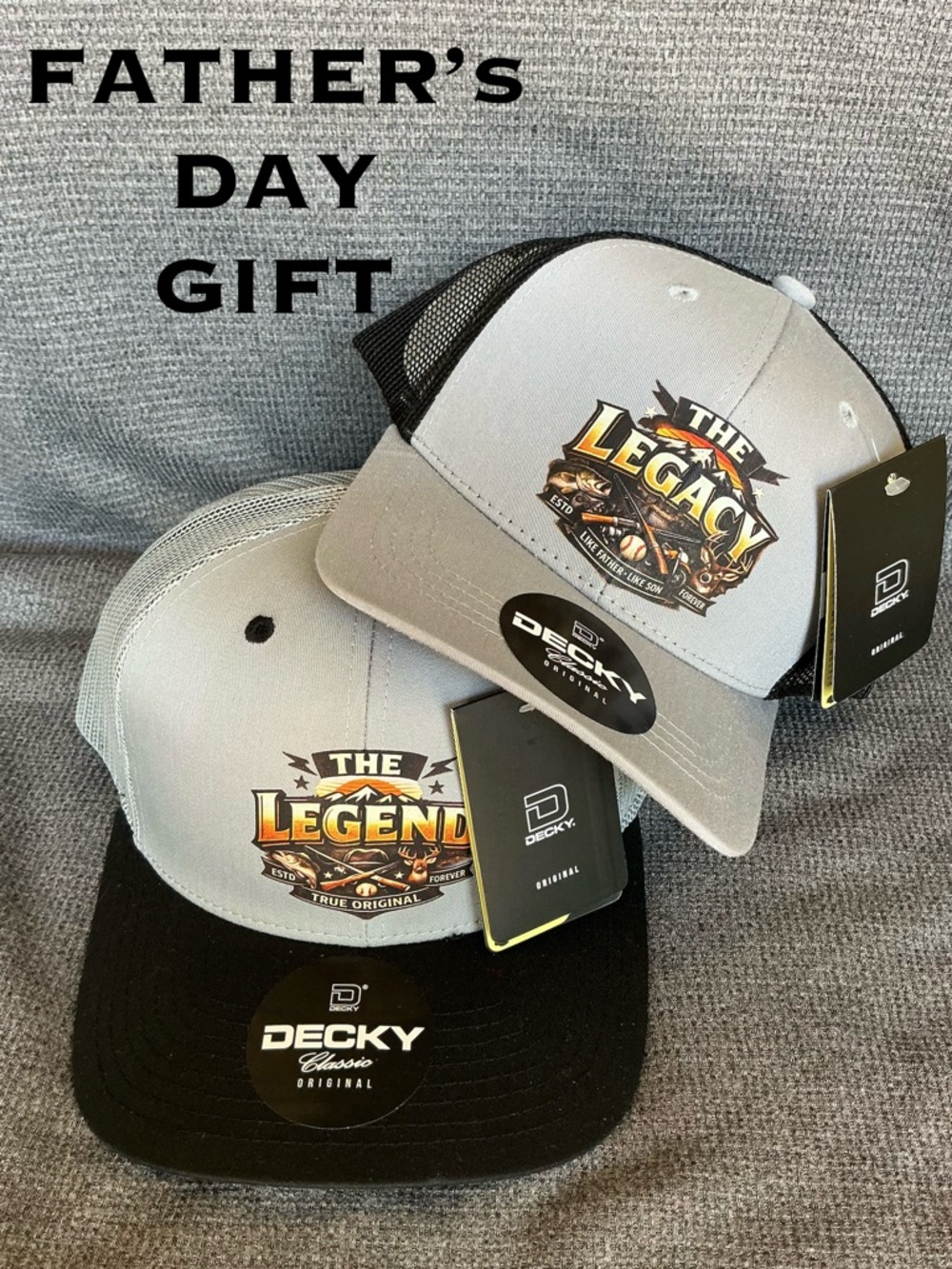 Father Son Hat Set –The Legend (Dad) & The Legacy  (Son)– Matching Trucker Hats